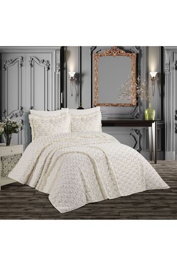 AYHANHOME Pompom Tasseled Boxed Double Bed Cover Set