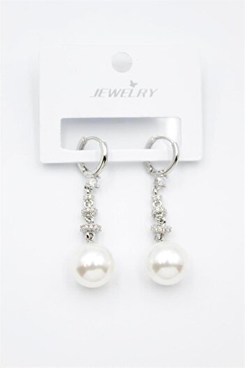 Royaleks Jewelled Pearl Earrings - Silver