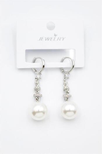 Royaleks Jewelled Pearl Earrings - Silver