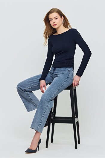 İKLİM LİFE Gathered Side Long Sleeve Blouse