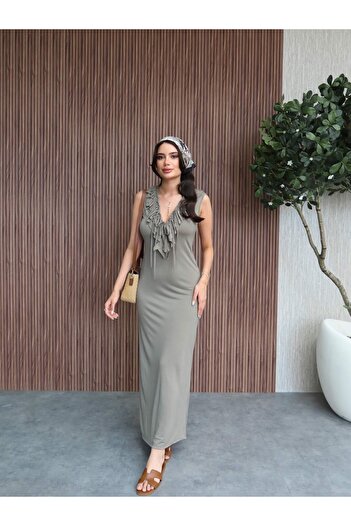 ESRAHELVACI Front Tie Viscose Dress