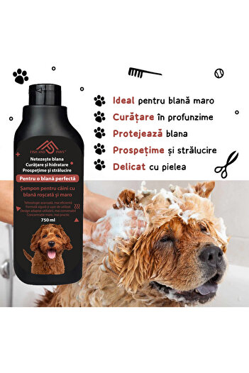 Fish & Paws Șampon câini blană roșcată/maro Fish & Paws®, natural, Vitamina B5, 750ml, strălucire și hidratare