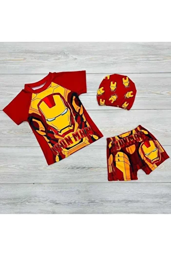 MİLAYS LİFE HOME COLLECTİON 3 Piece Bonnet T-Shirt Shorts Sea and Pool Swimsuit