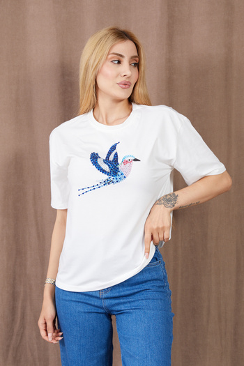 DPARİS Bird Printed Stone T-Shirt