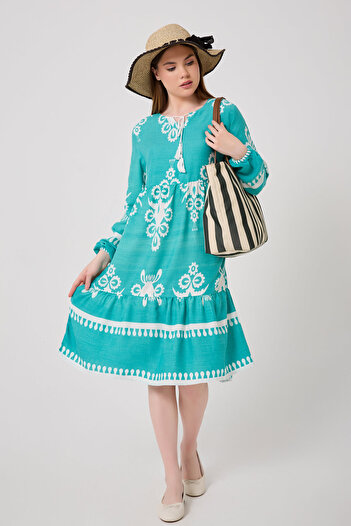 DEVRAN V-Neck Cotton Viscose Dress