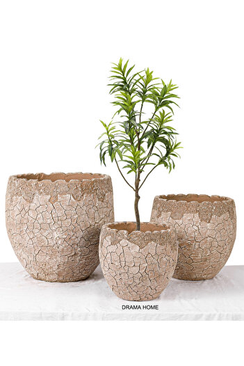 DRAMA HOME Plant and Tree Pot Set - Natural Brown Design with Distinctive Elegance