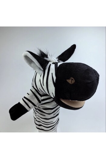 Malvys Plush Hand Puppet, Zebra Animanusa, Black/White, 25 cm