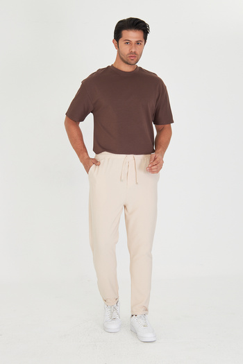 ZİNOX Erkek Bel Lastikli Bağcıklı Duble Paça Slim Fit Jogger Pantolon