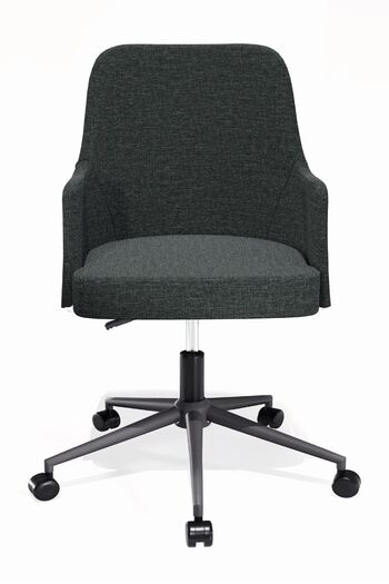HAUSEBOX Louis Silinebilir Keten Kumaş Ofis Çalışma Koltuğu & Sandalyesi (KOYU GRİ/SİYAH METAL AYAK)
