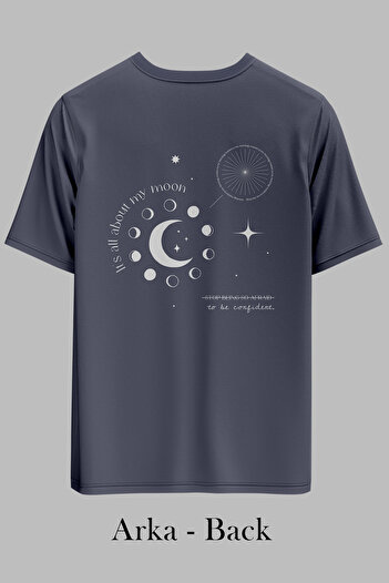 OXVİN ΦΑΣΕΣ ΣΕΛΗΝΗΣ Πίσω Εκτυπωμένο OVERSIZE Unisex T-Shirt (ΧΑΛΑΡΗ ΕΦΑΡΜΟΓΗ)