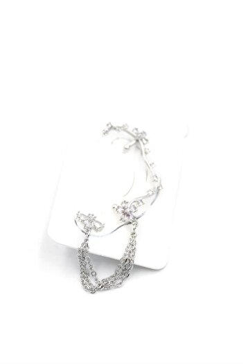 MR RZN STORE Stoned Cartilage Earrings - Silver