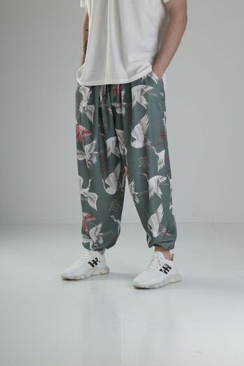 COCOPELLI Chinese Bird Patterned Pleated Half Baggy