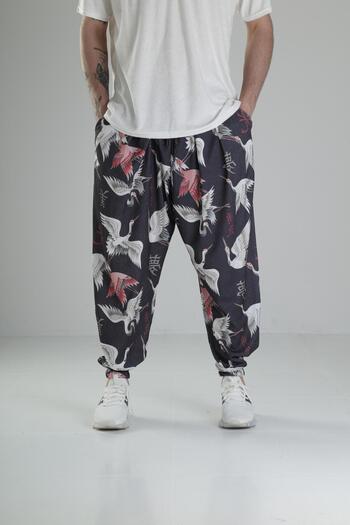 COCOPELLI Chinese Bird Patterned Pleated Half Baggy