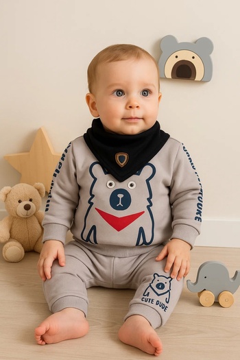 Babydonat 3-Piece Baby Boy Set with Playful Eyes and Scarf