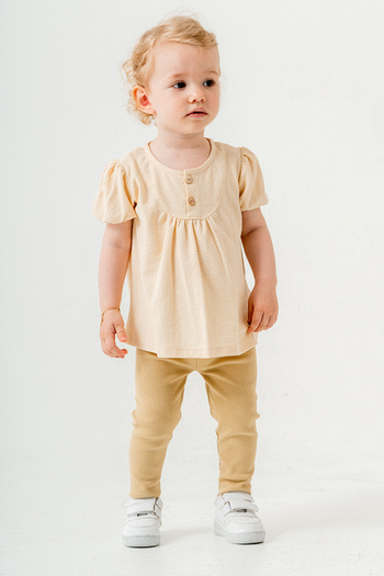 bombe Baby Kids Cream Cotton Tights 2-Piece Set Trend Fashion Bottom Top Set