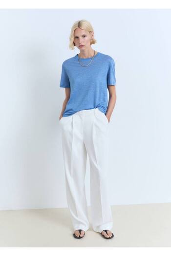 MANGO Woman Short-Sleeved Linen T-Shirt