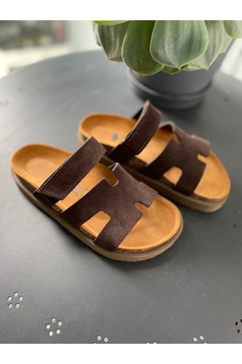 Land of Cork Women's Suede Natural Cork Sole, Anatomical, Adjustable Velcro Strap Comfortable Slippers