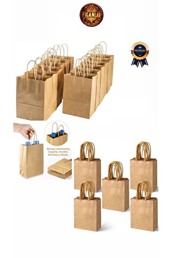 figanlar ambalaj 1. Клас Коричневий 25x12x31см Крафт з ручками (паперовий пакет/крафт пакет/подарунковий пакет) 15 штук