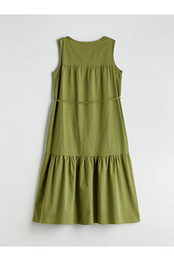 LC Waikiki Lcw comfort khaki lace-up neck sleeveless dress