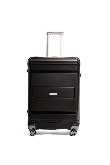 Travel POLO Troler cabina .Valiza din PP, TRAVEL POLO, A1017, 57x36x25cm.Bagaj de mana cu roti duble,Negru/Gri