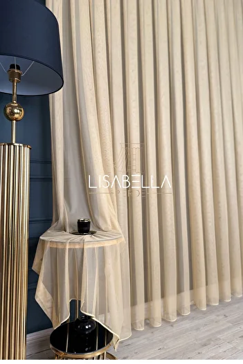 LisabellaHome Чиста елегантност Крем Кафе Цвят Гръцки тюл (Без набори, прав шев)
