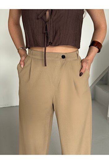 mor butik Kadın Camel Rengi Palazzo Pantolon Myth010001