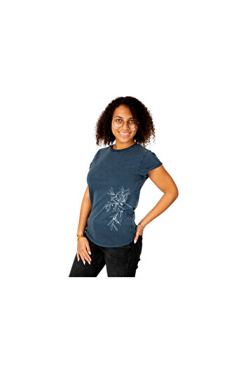 Life-Tree Rundhals T-Shirt für Damen in blau