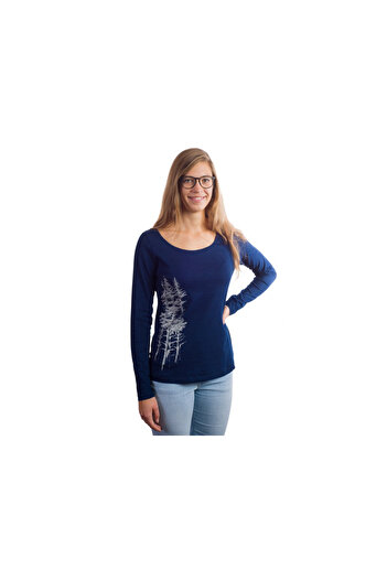 Life-Tree Rundkragen Langarmshirt für Damen in rot