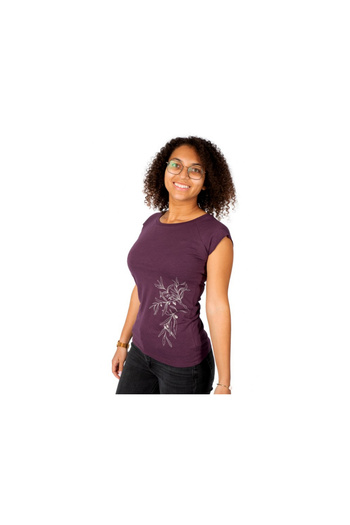 Life-Tree Rundhals T-Shirt für Damen in blau