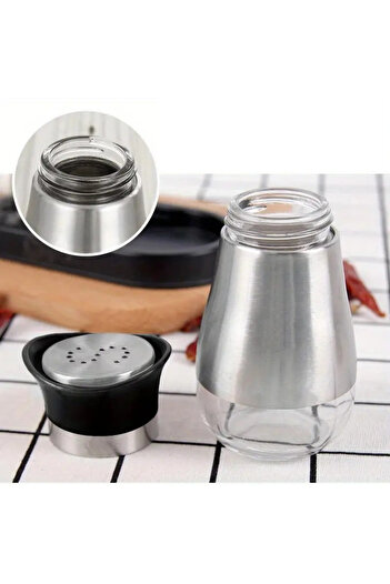 ABYZ Set of 2 Salt and Pepper Shakers, Stainless Steel, Silver