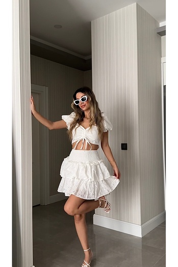 ASEDE Imported Special Design Blouse Skirt Scallop Set