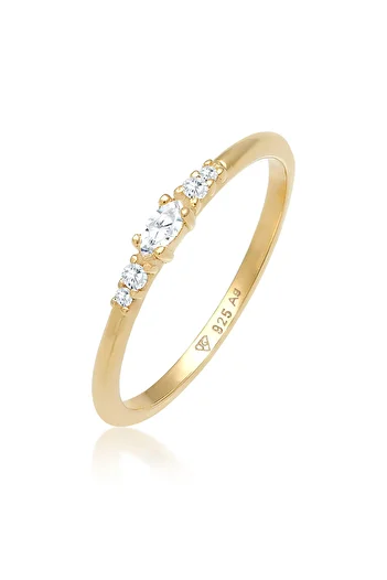 ELLI Ring Damen Marquise Elegante Verlobung mit Zirkonia Kristallen in 925 Sterling Silber