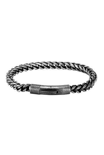 REDz Accessories Brățară împletită, cu încuietoare, bărbătească, oțel inoxidabil, neagră
