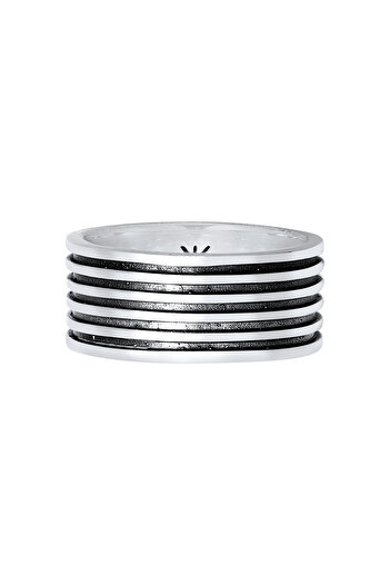 KUZZOI Ring Herren Bandring Rillen Vintage Massiv in 925 Sterling Silber