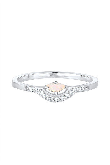 ELLI Dámský prsten Vintage Precious se Zirconia Marquise Opal v 925 Sterling Silver