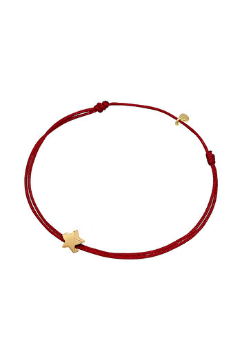 ELLI Bracelet Ladies Star Symbol Astro with Nylon Dark Red in 925 Sterling Silver Gold Plated