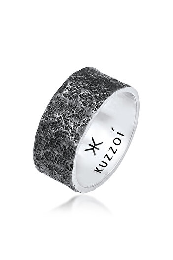 KUZZOI Ring Herren Bandring Struktur 925 Silber