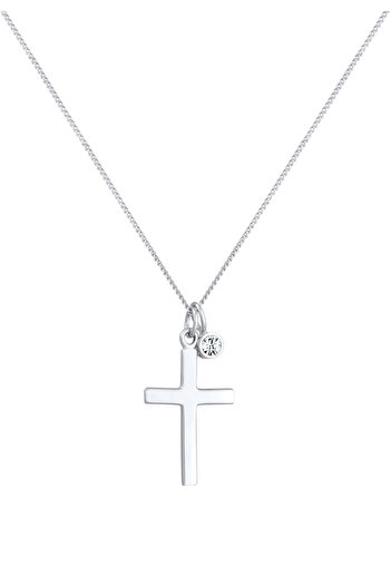 ELLI Dámský náhrdelník s křížkem a přívěskem Religion Timeless s krystalem ze sterlingového stříbra 925