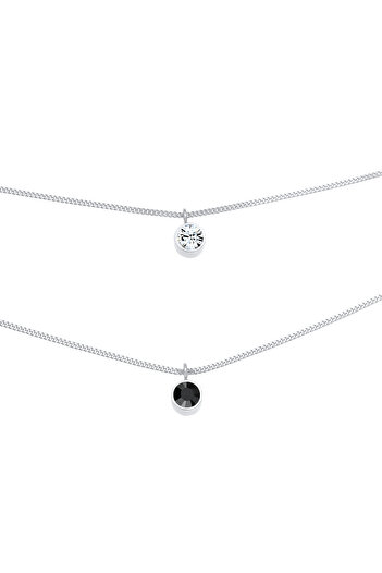 ELLI Dámský náhrdelník Choker s vrstvou krystalů, kulatý, ze stříbra 925