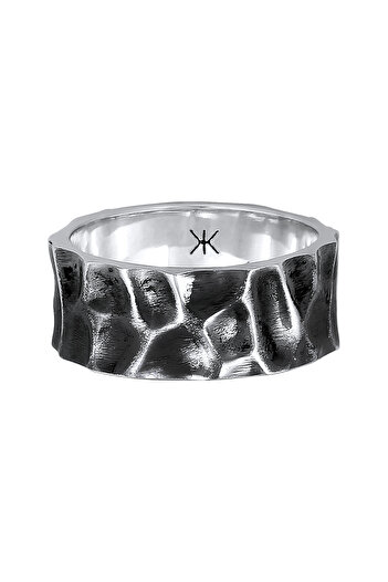 KUZZOI Ring Herren Bandring gehämmert Used Look massiv in 925 Sterling Silber