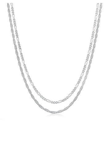 KUZZOI Halskette Herren Kordel Figaro 2er Set in 925 Sterling Silber