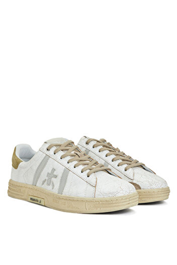 Premiata Russell Krem Logolu Erkek Deri Sneaker