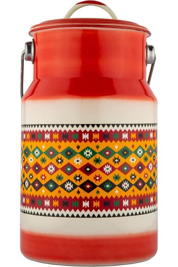 ALSAIF Butter Dish Enamel Coated With Al-badiya Design, 2l Capacity, Multicolor By Al Saif