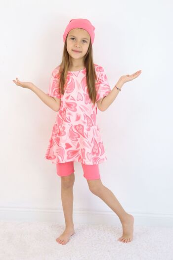 Harika KIDS Girl's Crew Neck Skirted Swimsuit and Leggings Bonnet Included.