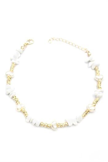 Royaleks Dorika stone anklet - white