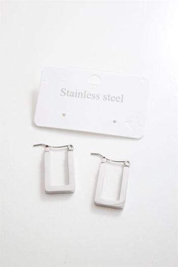 Royaleks Rectangular steel earrings - silver