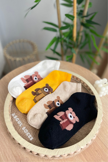 ASGÜL SOCKS Комплект от 4 чифта детски чорапи с шарка Tedy Bear