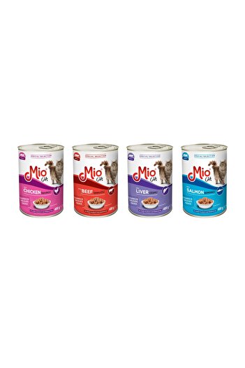 MİO Mio Cat Wet Food ❤️Complete, Premium Quality, Test Pack, 4 cans of cats⭕ 400 g