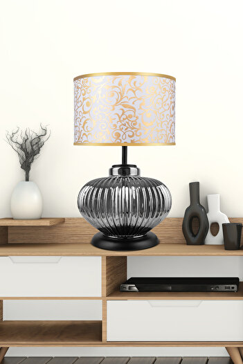 MINIMAL ETICARET VE BILGI TEKNOLOJILERI Ellipse Silver Chrome - Spiral White - Glass Lampshade