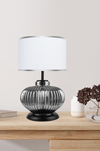 MINIMAL ETICARET VE BILGI TEKNOLOJILERI Ellipse Silver Chrome - White - Glass Lampshade